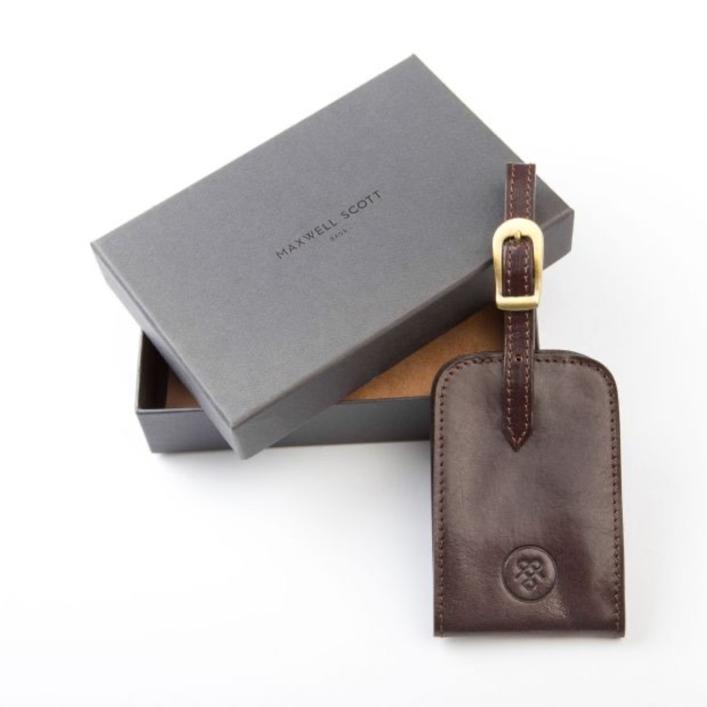 Maxwell Scott Luggage Tag; Italian Leather Luggage Tag